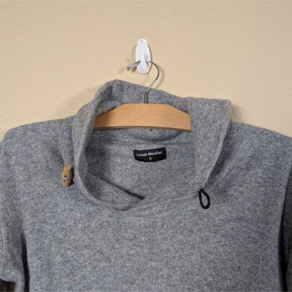 LOREAK MENDIAN Wool Sweatshirt Men's S Shawl Neck Kangaroo Pocket Winter Hiking - Picture 3 of 9